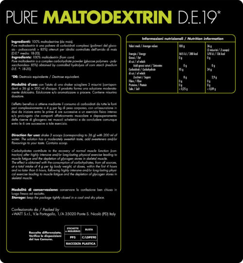 Etichetta Pure Maltodextrin D.E. 19 - 1